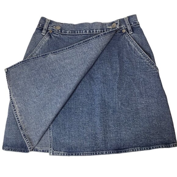Vintage 1994 Pepe Jeans London Blue Denim Skirt Wraparound Jean Size 26 Y2K Boho - Picture 8 of 13